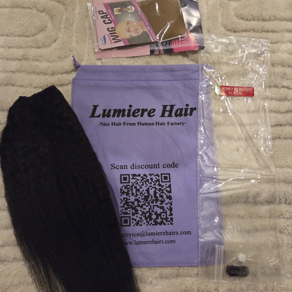 Lumiere Kinky Straight Clip-In Extensions - Black